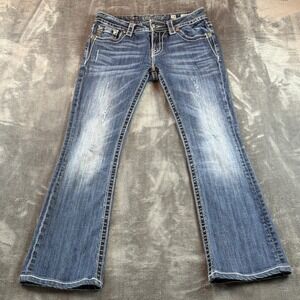 Miss Me Signature Rise Bootcut Jeans 28 Dark Wash Wing Pocket Low Rise JP5848B2